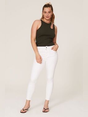 NEW w/Tags Good American Good Legs Crop White High-Rise Jeans Size 16